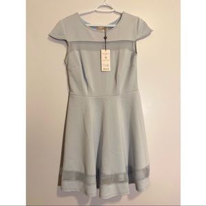 Light blue short sleeve dress with mesh design
